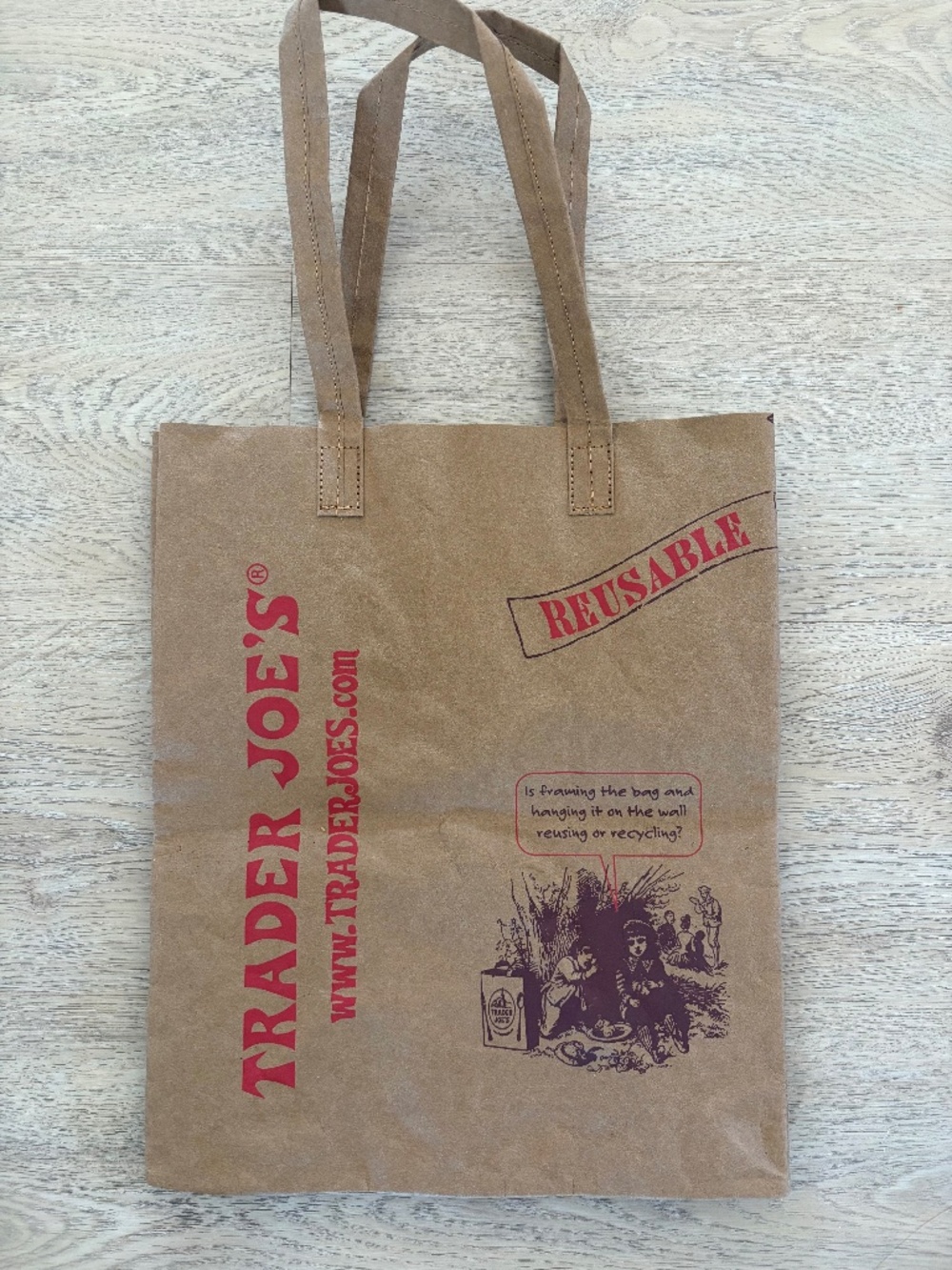 Trader Joe's Washable Paper Tote  Bag - NEW
